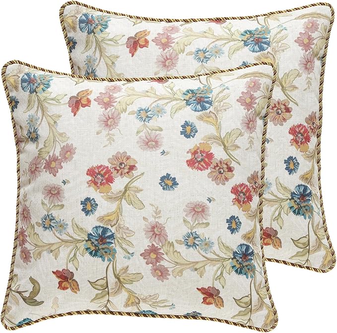 patdrea Designer Pack of 2 Square Throw Pillow Covers, Farmhouse Pink and by Welcometopatdrea
