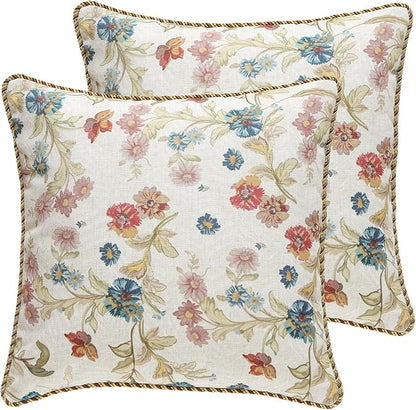 patdrea Designer Pack of 2 Square Throw Pillow Covers, Farmhouse Pink and by Welcometopatdrea