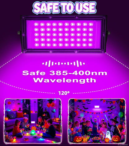 TigQiang 50w 4 Pack Black Light, Halloween Blacklight, Glow Party Supplies
