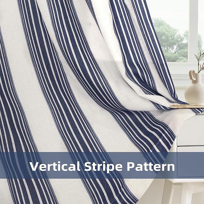DriftAway Farmhouse Vertical Striped Linen Blend Textured Light Filtering Semi - Image 4