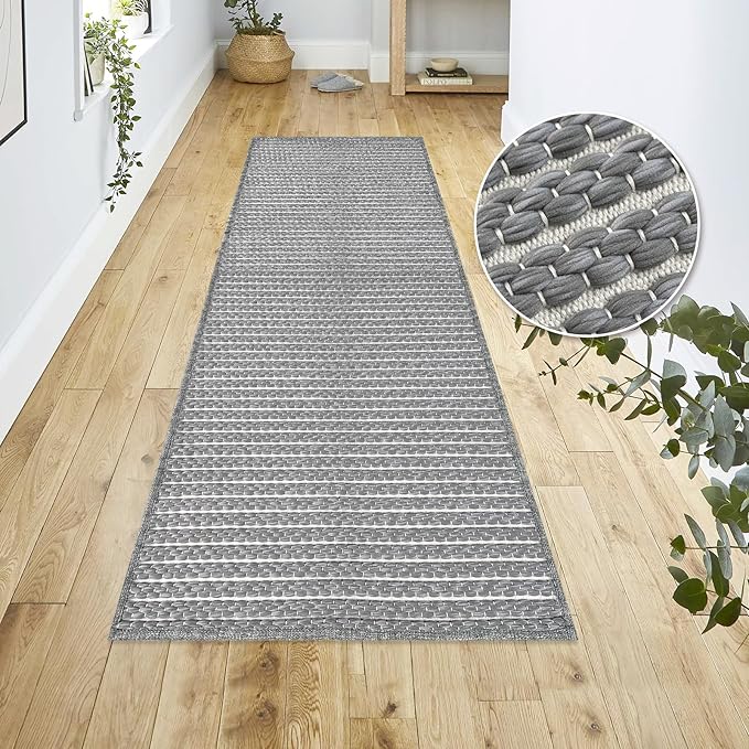 Grey Bathroom Rugs 24"x48"Non Slip Braided Bath Mat - Image 2