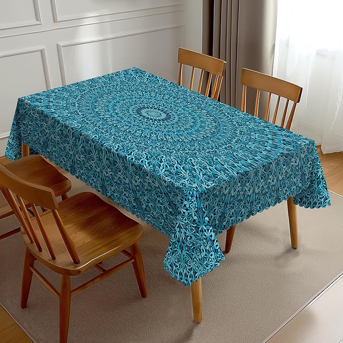 Mandala Tablecloth Turquoise Teal Blue Boho Ethnic Abstract Art Meditation by Unknown
