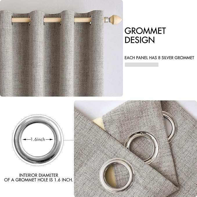 MIULEE 100% Blackout Linen Textured Curtains - Image 4