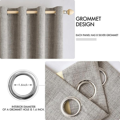 MIULEE 100% Blackout Linen Textured Curtains - Image 4