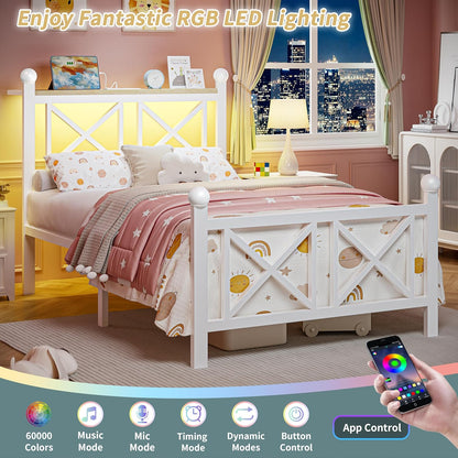 dynjest twin white bed frame with headboard and, close-up detail