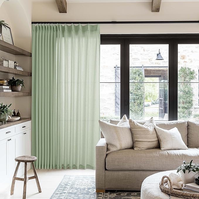 Pinch Pleat Linen Sheer Curtains 96 Inches Long 100 Inch Wide - Image 9