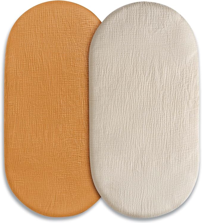 Muslin Bassinet Fitted Sheets, 2 Pack by LYRICHOMBABY