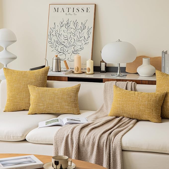 Kevin Textile Faux Linen Square 2 Tone Woven Throw Pillow Sham Cushion Case - Image 8