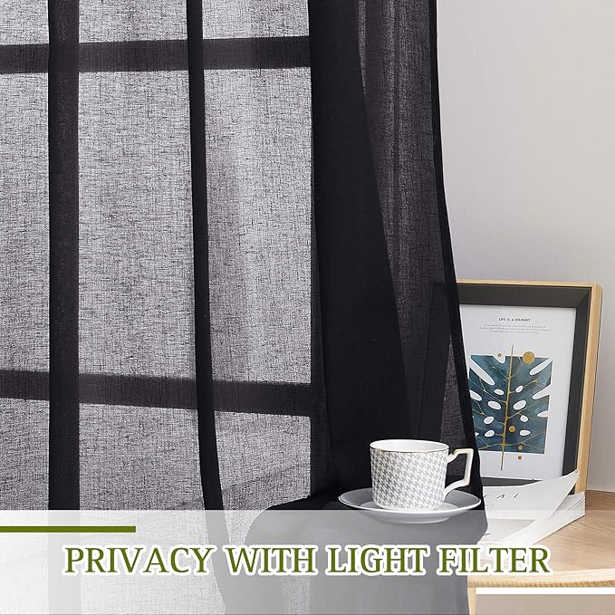 NICETOWN Black Semitransparent Sheer Curtains - Image 3