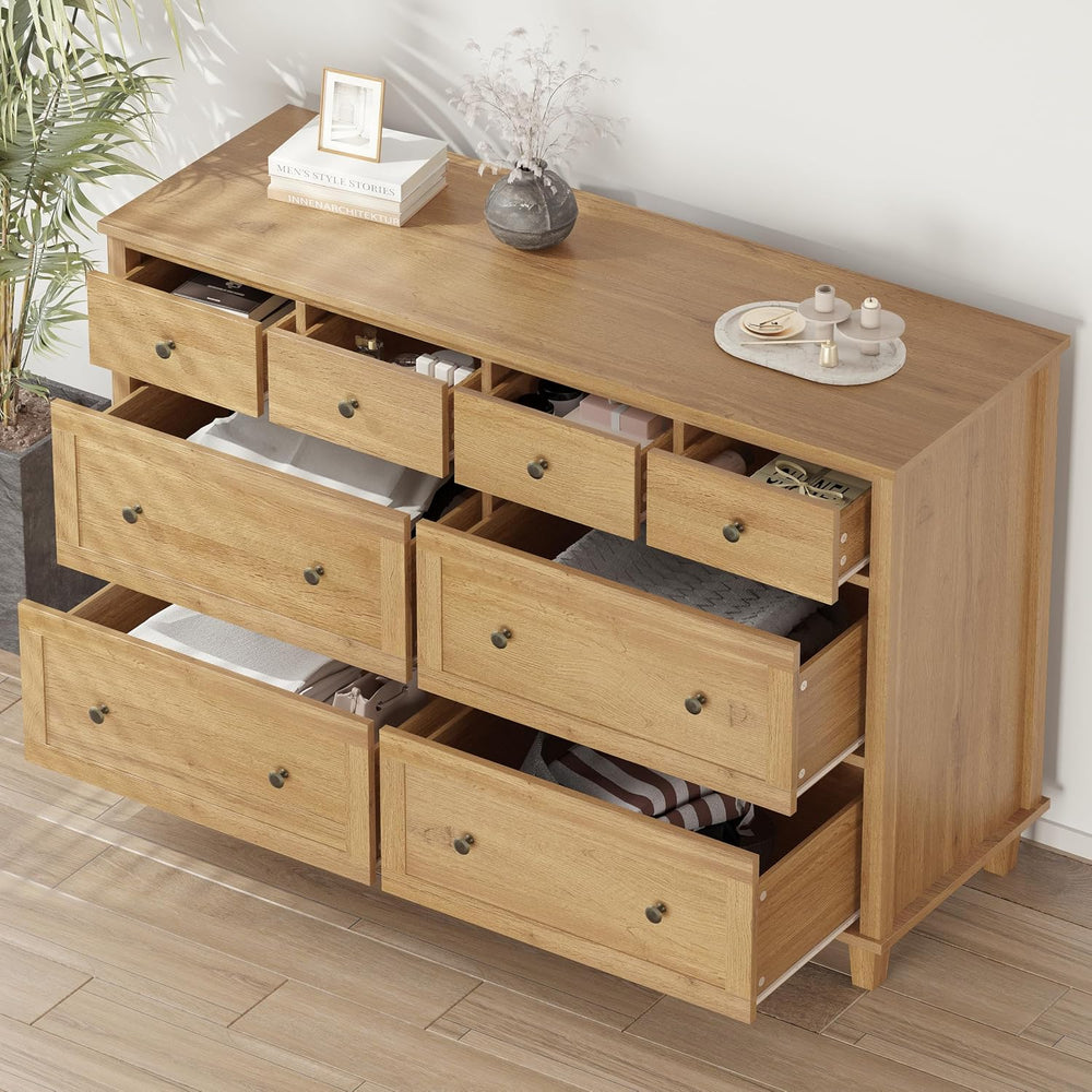 Dresser for Bedroom 8 Drawer Wood Dresser 56.3" Wide, Large Storage Ches...
