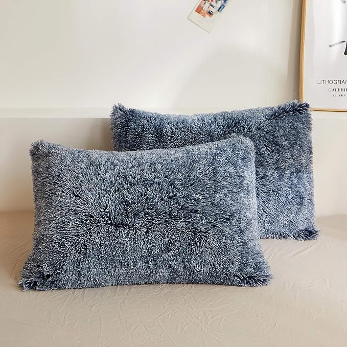XeGe Faux Fur Throw Pillow Cases, Plush Shaggy Ultra Soft Pillow Covers by XeGe