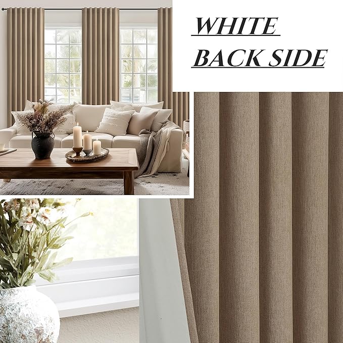 100% Blackout Curtains 86 Inch Length 2 Panels Set Farmhouse Style - Image 7