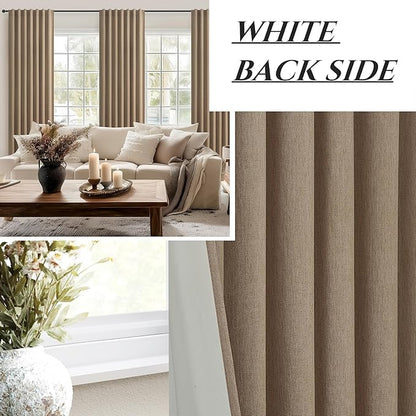 100% Blackout Curtains 86 Inch Length 2 Panels Set Farmhouse Style - Image 7