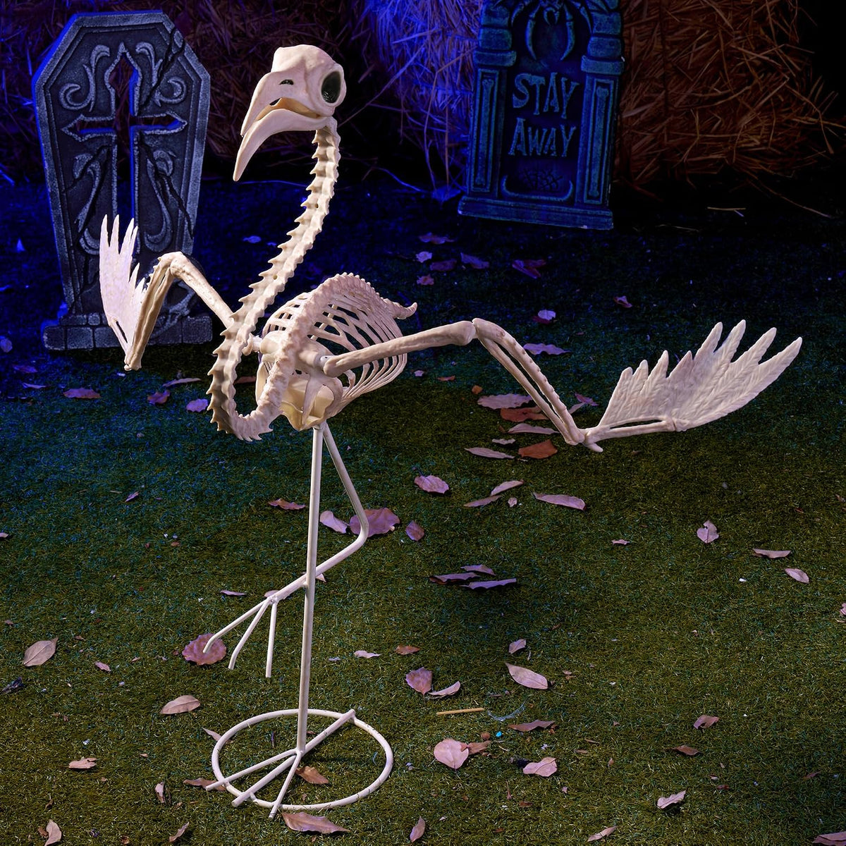 JOYIN Flamingo Skeleton Halloween Decorations 27.6 Inch Tall Spooky Flamingo Posable Animal Skeleton with Movable Joints for Halloween Indoor Outdoor Yard Garden Lawn Patio Prop Decor