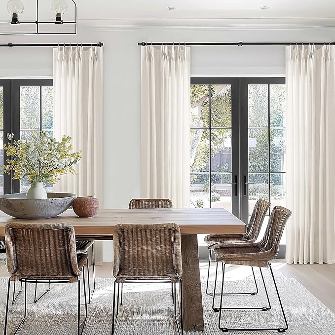 Pinch Pleated Linen Sheer Curtains 132 Inches Long - Image 2