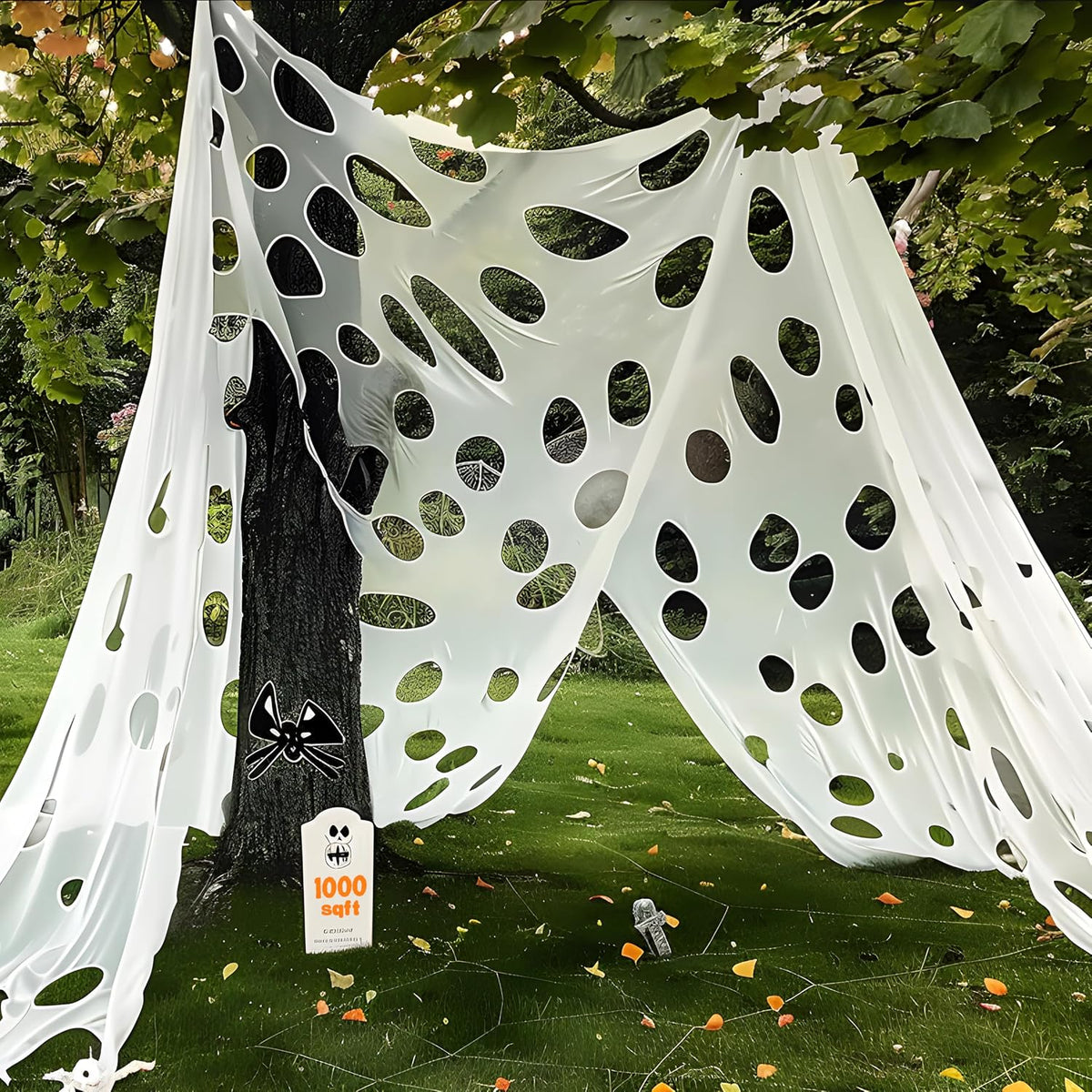 JOYIN 1000sqft Halloween Spider Web Outdoor Decoration, Giant Spider Cobwebs Halloween Decor Outside, DIY Stretchy Flexible Spiderweb Decor for Haunted House Party Decorations Supplies