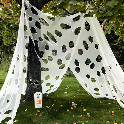 JOYIN 1000sqft Halloween Spider Web Outdoor Decoration, Giant Spider Cobwebs Halloween Decor Outside, DIY Stretchy Flexible Spiderweb Decor for Haunted House Party Decorations Supplies