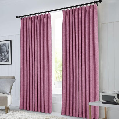 Macochico Extra Wide Full Blackout Linen Curtains - Image 2