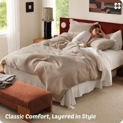 bedsure purewoven 3 pieces 100% cotton waffle duvet, package contents