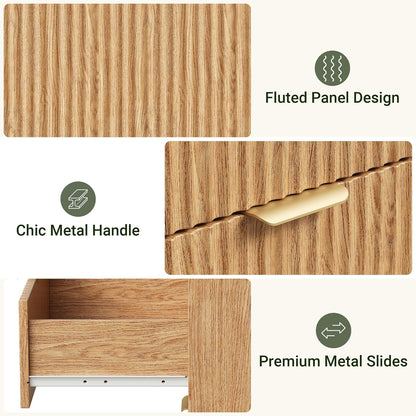 ourpic fluted modern 6 drawer dresser for bedroom, front angle view