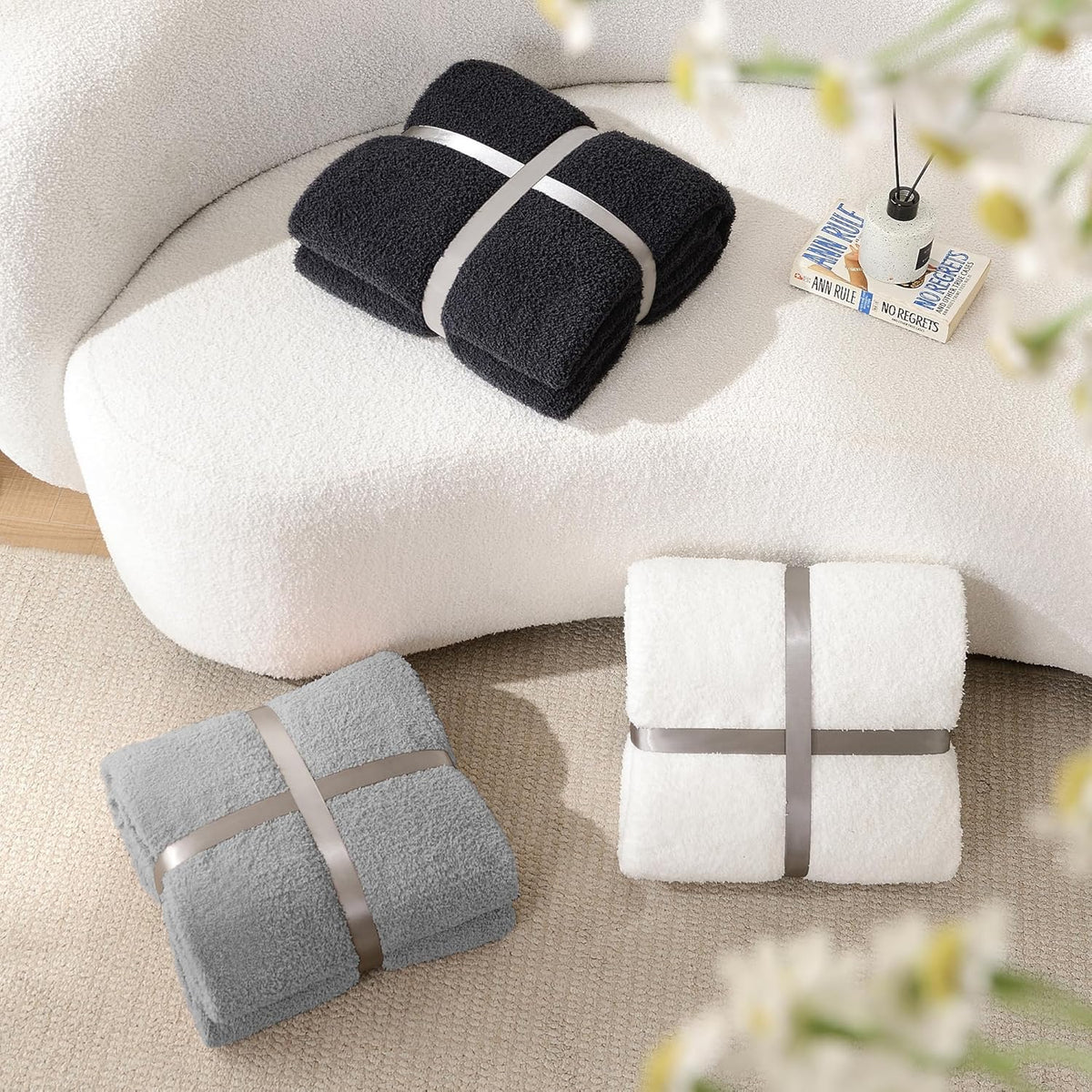 jooja knitted dark grey black throw twin size, package contents