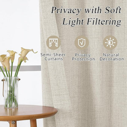 OVZME Natural Valance for Windows, Light Filtering Faux Linen Textured Small - Image 7