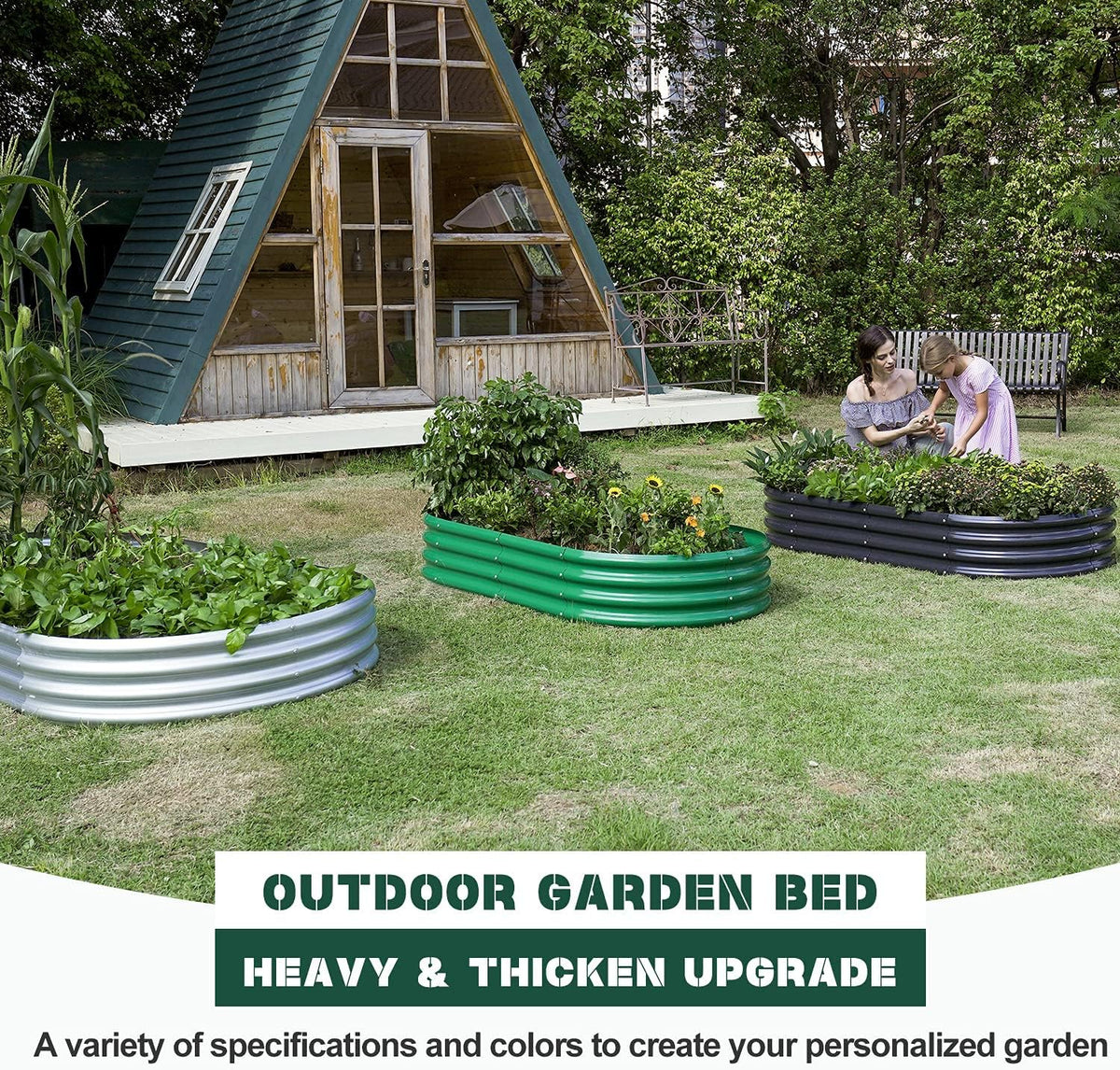 land guard galvanized raised garden bed kit, planter shown in use
