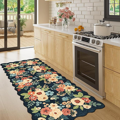 DUKINO 2x5 Washable Runner Rugs, Non Slip Floral Print Entryway Rug - Image 2