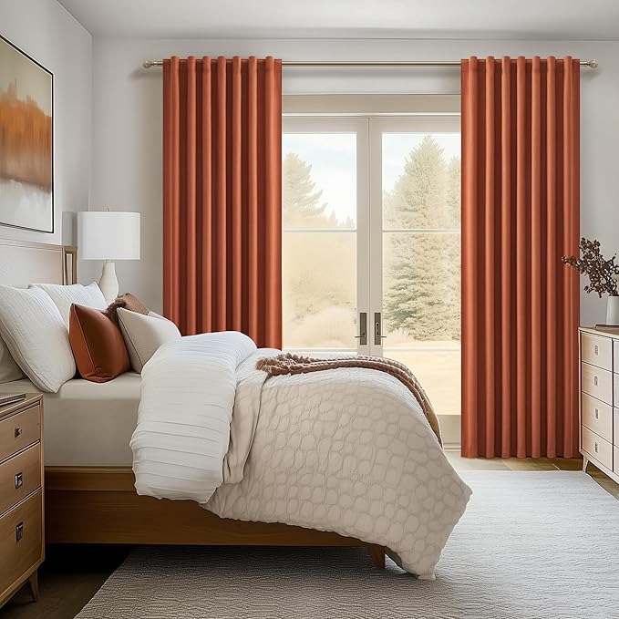 Fall Burnt Orange Curtains Blackout 84 Inches Long 2 Panels Set, Terracotta - Image 6