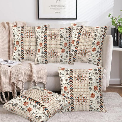 Throw Pillow Covers Boho Floral Pillow Covers 16x16 Inch Set of 2 Throw Pillows - Image 6
