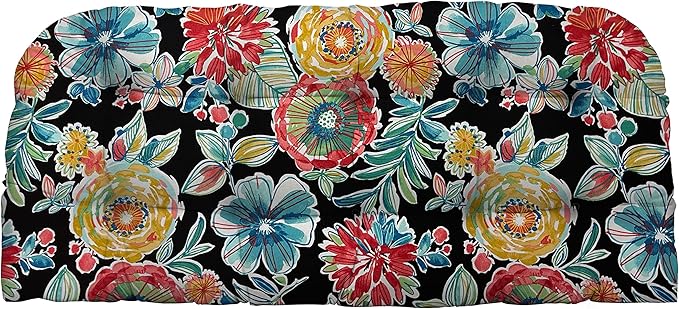 RSH DECOR: Tufted Wicker Loveseat Cushion | 41” x 19" | All-Weather Spun Fabric by RSHDECOR