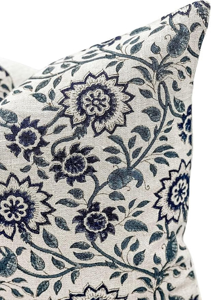 Designer Floral Print on Natural Linen Pillow Cover, Boho Pillow Cover - Image 5