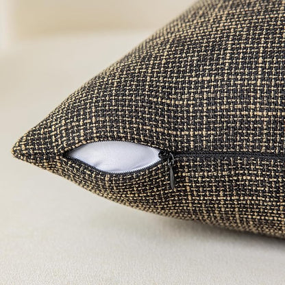 Kevin Textile Faux Linen Square 2 Tone Woven Fine Throw Pillow Sham Cushion - Image 2