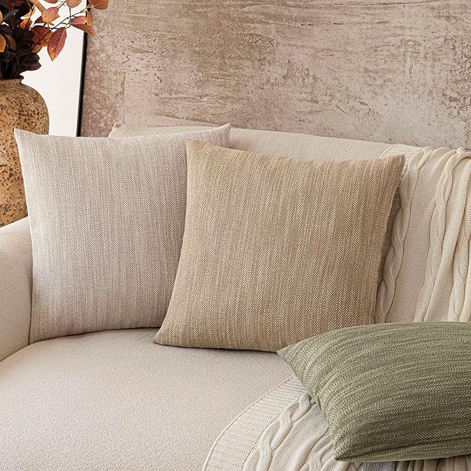 Foindtower Set of 2 Decorative Textured Burlap Linen Throw Pillow Covers - Image 7