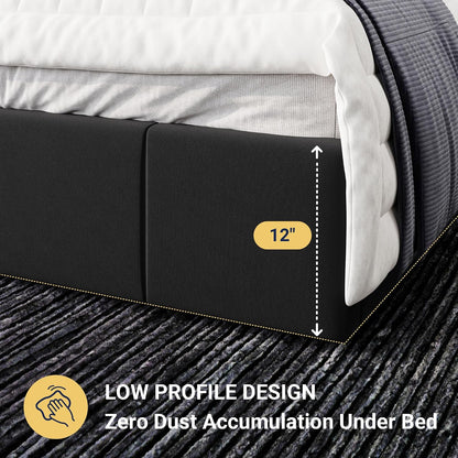 allewie queen size dutch velvet upholstered platform bed, side view