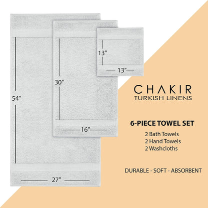 chakir turkish linens 100% cotton 6-piece towel set, package contents