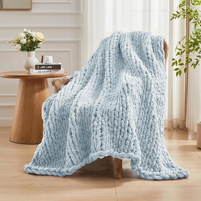 Carriediosa Chunky Knit Throw Blanket 60" X 80" Twin, 100% Hand Made Large - Image 8