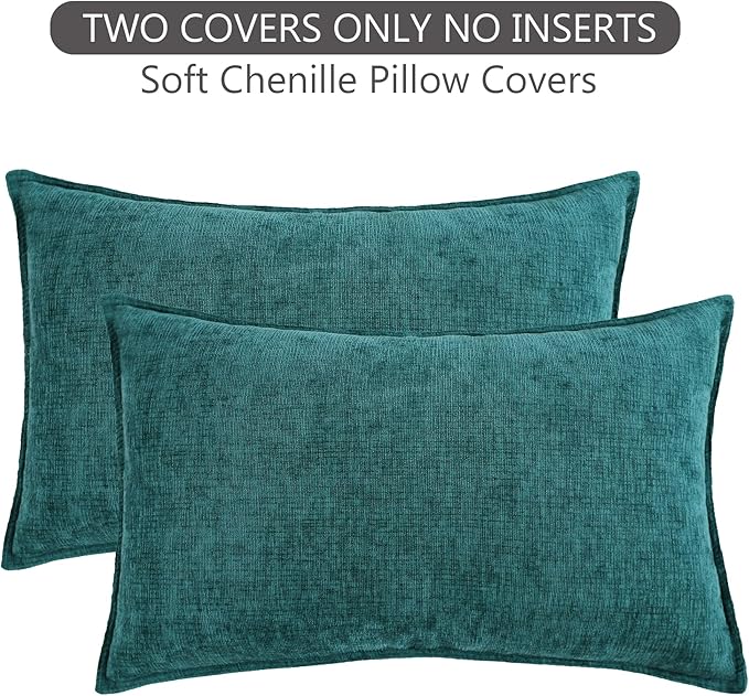 Stellhome Lumbar Chenille Throw Pillow Covers Set of 2 Super Soft Textured - Image 8
