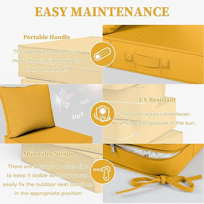 Outdoor Seat Cushion Set 24 L × 24 W × 5 H Inch Waterproof & Fade Resistant - Image 4