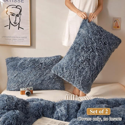 XeGe Faux Fur Throw Pillow Cases, Plush Shaggy Ultra Soft Pillow Covers - Image 2