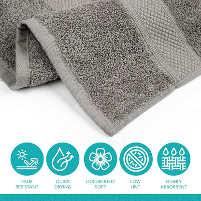 pleasant home gray bath towels set of 6, close-up detail