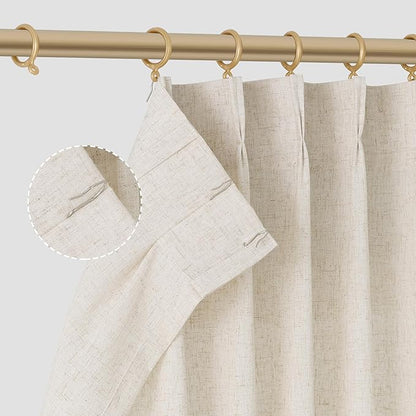 Natural Pinch Pleat Linen Curtains 134 Inch Length 2 Panels Set - Image 3