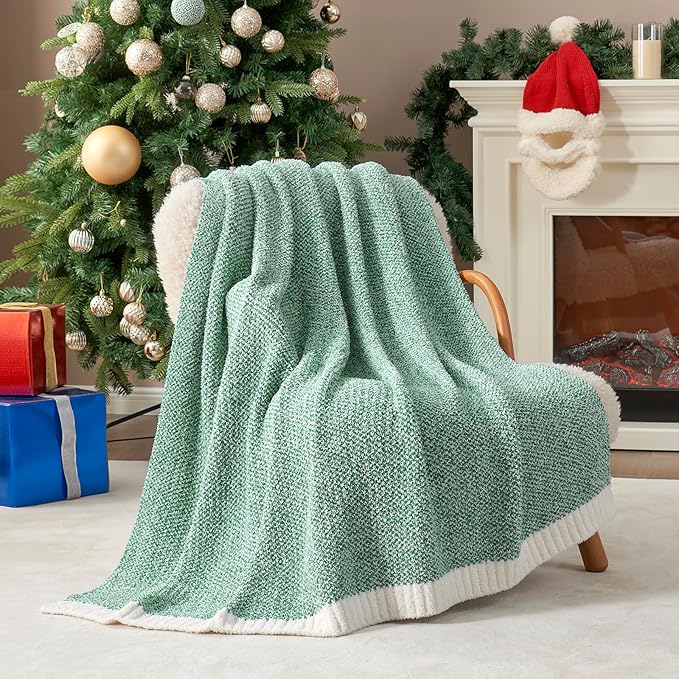 Snuggle Sac Green Blanket Twin Size Bedding Blankets, Super Soft Warm Cozy Knit - Image 5