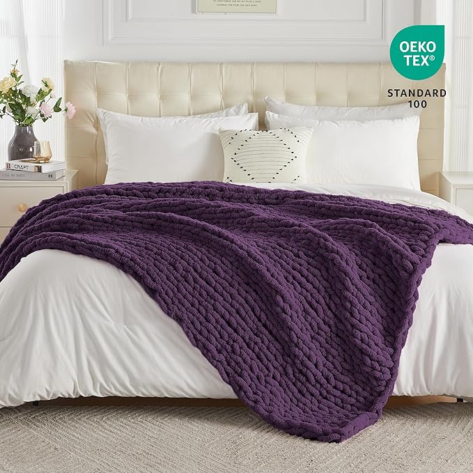 Carriediosa Chunky Knit Throw Blanket 60" X 80" Twin, 100% Hand Made Large - Image 4