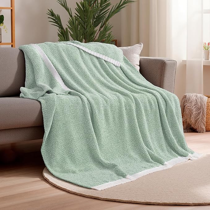 Joiedomi Twin Blanket for Couch Bed, Sage Green Knitted Blankets Gifts for by Joiedomi