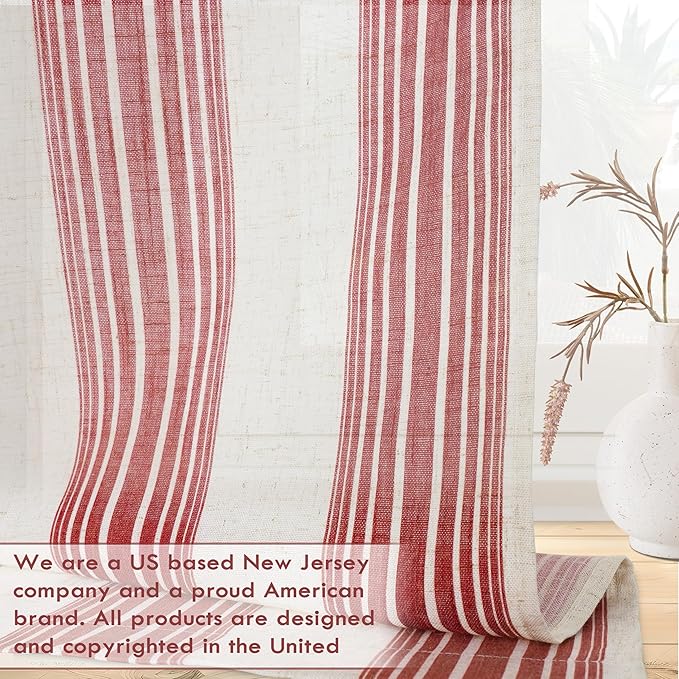 DriftAway Farmhouse Vertical Striped Linen Blend Textured Light Filtering Semi - Image 6