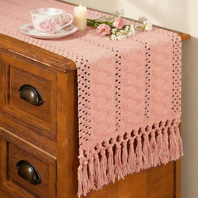 FEXIA Pink Table Runner 72 Inches Long by FEXIA
