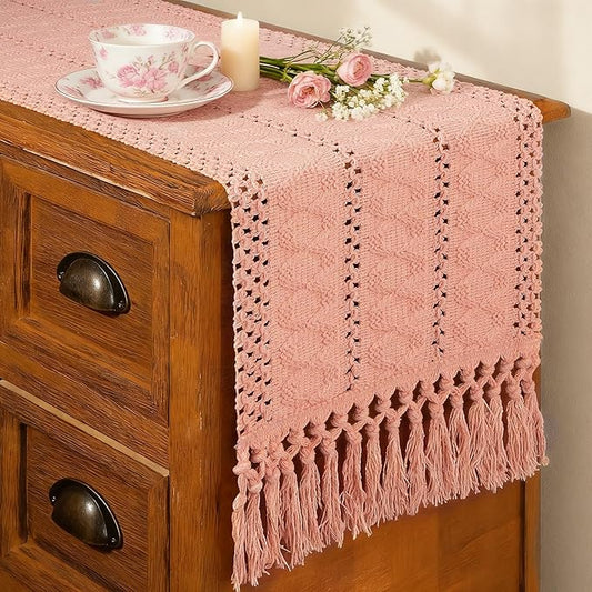 FEXIA Pink Macrame Table Runner by FEXIA