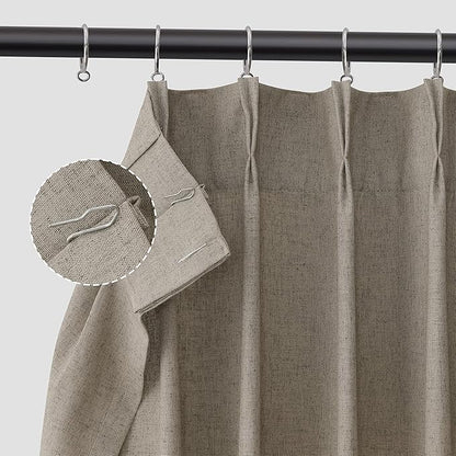 Mocha Pinch Pleat Linen Curtains 102 Inch Length 2 Panels Set - Image 8