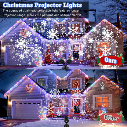 christmas snowflake projector lights double head dynamic snowflake, close-up detail